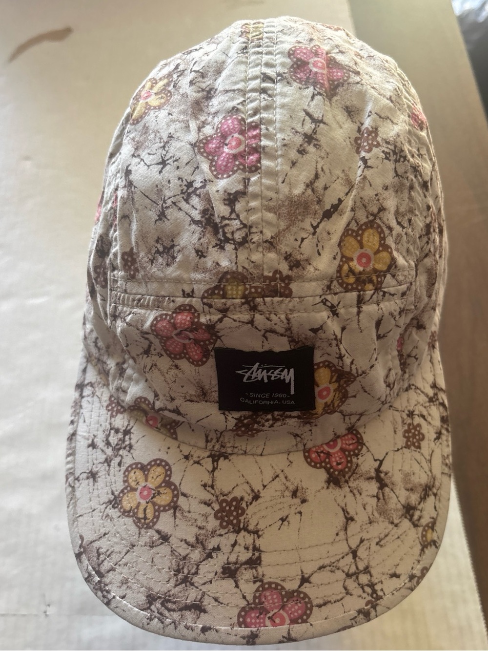 STUSSY Cream Cap with Pink & Yellow Floral Print